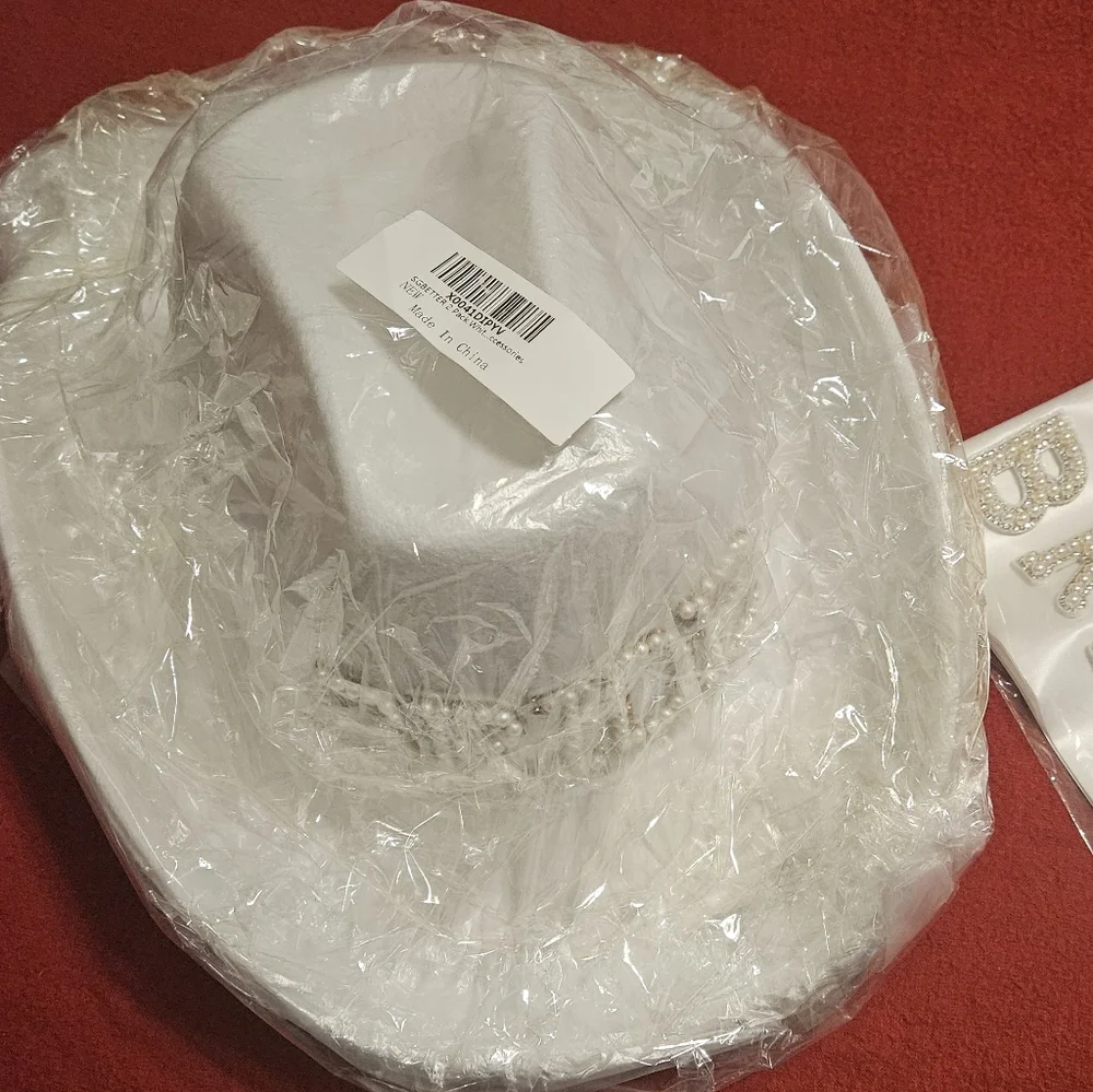 NEW 2 Pack White Bride Cowgirl Hat w/ Veil - Picture 11 of 13